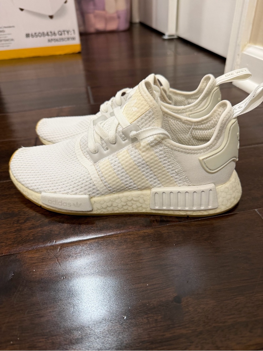 adidas men’s-White NMD_R1 Primeknit Sneakers